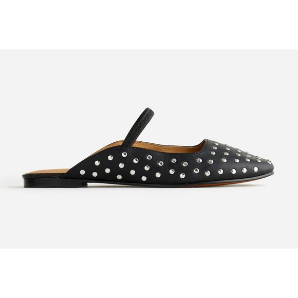 Madewell Shoes - Madewell Greta Ballet Flat Mules 6.5 NWT Black Leather Stud Mary Jane NW207